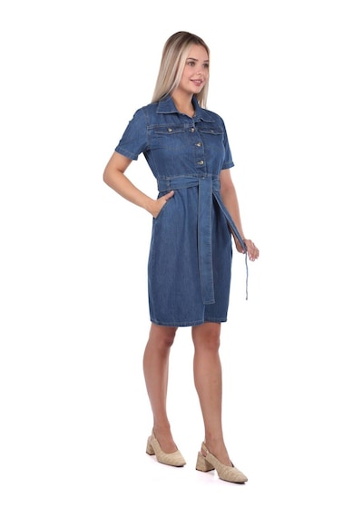 Banny Jeans Kemer Detaylı Jean Elbise 001