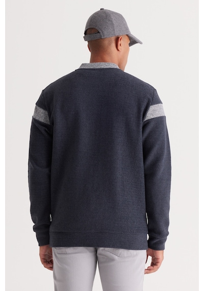 AC&Co / Altınyıldız Classics Erkek Indıgo Melanj Oversize Fit Bol Kesim Kolej Yaka Pamuklu Sweatshirt İndigo AC&Co / Altınyıldız Classics Erkek Indıgo Melanj Oversize Fit Bol Kesim Kolej Yaka Pamuklu Sweatshirt İndigo