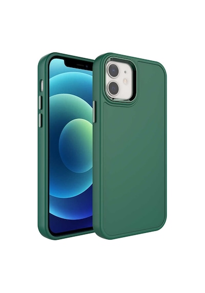 Forzacase Apple Uyumlu iPhone 11 Rock Serisi Metal Buton Ve Kamera Çerçeveli Sert Silikon Kılıf Yeşil
