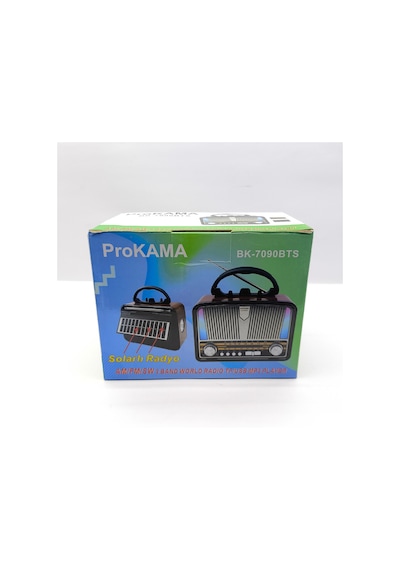 Bk-7090bts Güneş Panelli Nostaljik Radyo - Bluetooth, Usb, Sd Kart Girişli 3 Bantlı Şarjlı Radyo