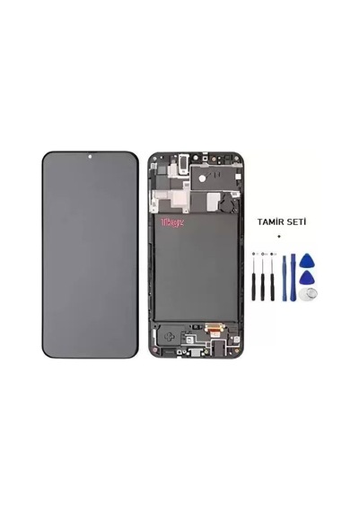 Tkgz - Samsung Galaxy A20 - Sm-a205 Uyumlu Lcd Ekran Dokunmatik Reyze Servis Lcd Full Çıtalı + Tamir Kiti