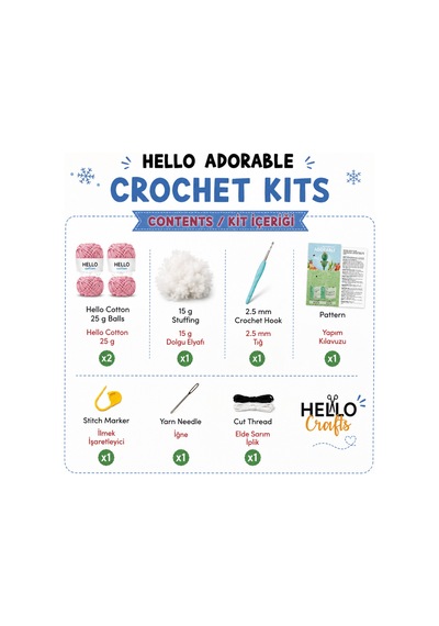 Hello Adorable Amigurumi Balina Yapım Kiti 2 Adet Bff Sevimli Balina, Türkçe Anlatımlı - Bgahob0000015