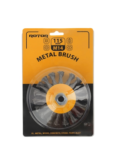 Rotor 115mm M14 Düğümlü Konik Tel Fırça