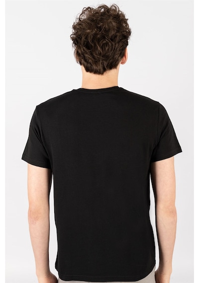 Tudors Slim Fit Dar Kesim V Yaka Düz Basıc Kısa Kol T-Shirt-16654 Siyah