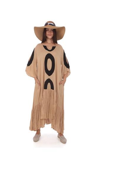 Bohem Stil Omuz Dekolteli Şık Dökümlü Elbise Camel Bohem Stil Omuz Dekolteli Şık Dökümlü Elbise Camel