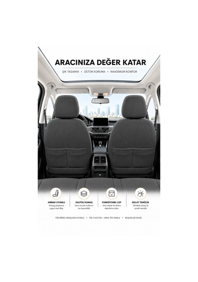 Isuzu D-max Uyumlu Oto Koltuk Kılıfı Tam Set Airbag Uyumlu 4 Mevsim Cotfit Serisi 23247966