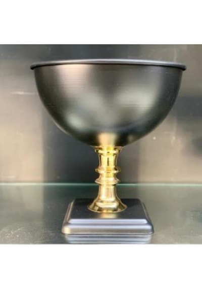 Vz-10 Kare Ayak Siyah Gold 25 Cm Dekoratif Vazo 26 Cm Çap Modern Şık Salon Vazo Altın