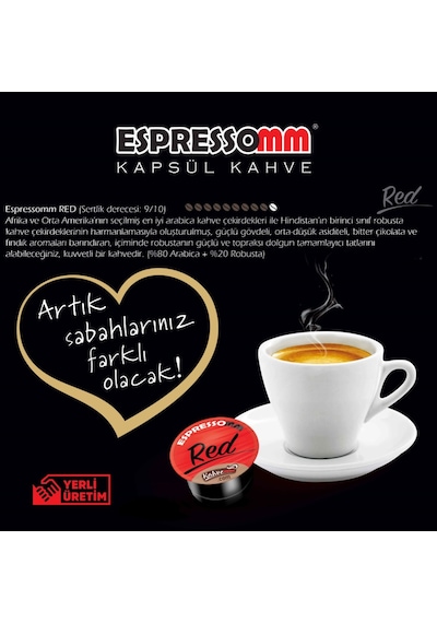 Espressomm® Tchibo Cafissimo Makineleri İle Uyumlu Red Kapsül Kahve 10'lu Espressomm® Tchibo Cafissimo Makineleri İle Uyumlu Red Kapsül Kahve 10'lu