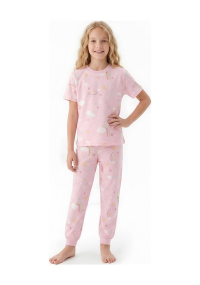 Modanino Kız Çocuk Pijama Takımı %100 Pamuk 3-13 Yaş 12714ıs Pembe