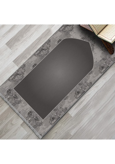 Evaşk Namazlık Dokuma Halı Kaymaz Muslumana Seccade66x113 Gri EVASK810C80