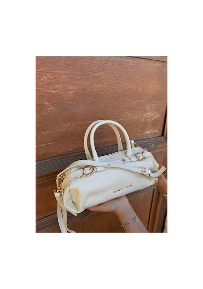 Just Polo Kadın Gold Detaylı Silindir Tasarım El Ve Omuz Çantası Shoulder Bag Ebat : 27 X 13 Cm Krem