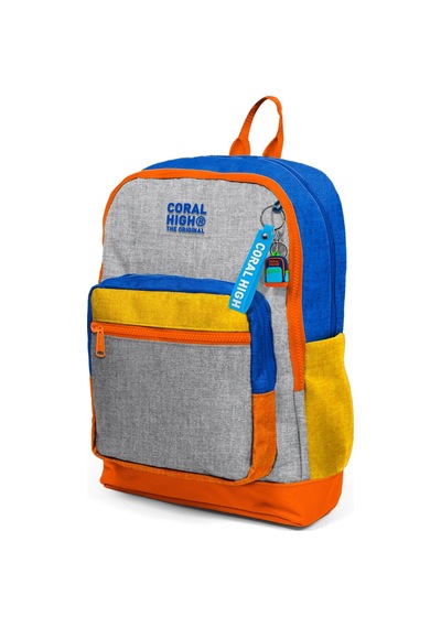Coral High Kids Gri Turuncu Renkli Okul Sırt Çantası 33221 Sarı