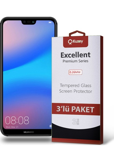 Huawei P20 Lite ile Uyumlu Kırılmaz Cam Ekran Koruyucu Ekonomik 3'lü Paket