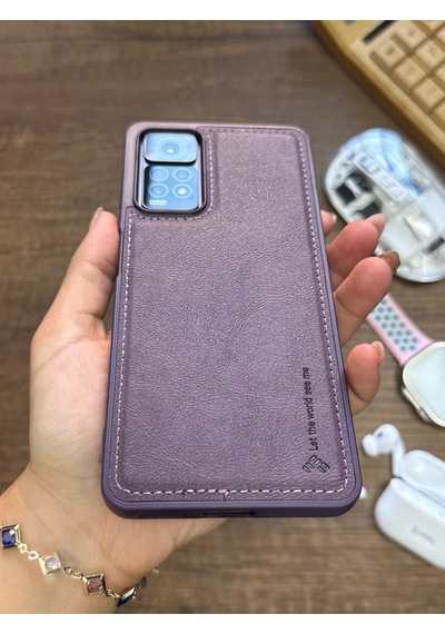 Redmi Note 11 Pro 4g Uyumlu Premium Deri Dokulu Darbelere Karşı Dayanıklı Nazal Silikon Kılıf Mor