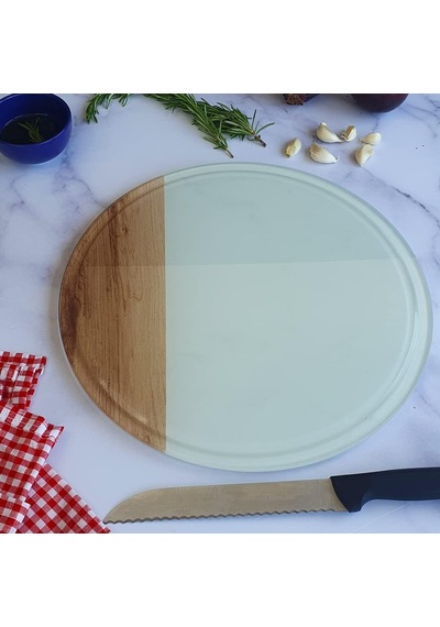 Decorıta Kanallı Cam Kesme Tahtası - Cam Kesme Tablası Füme Cam, 25cm X 35cm