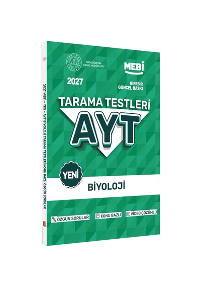 2027 YKS-AYT MEBİ-OGM Biyoloji Özgün Tarama Testleri Kitabı A4 Boyut Renkli Görsel BASKI ÜCRETİ