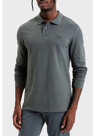Boss Pamuklu Slim Fit Düğmeli Polo Yaka Sweat Erkek Polo 50507704 377 Yeşil