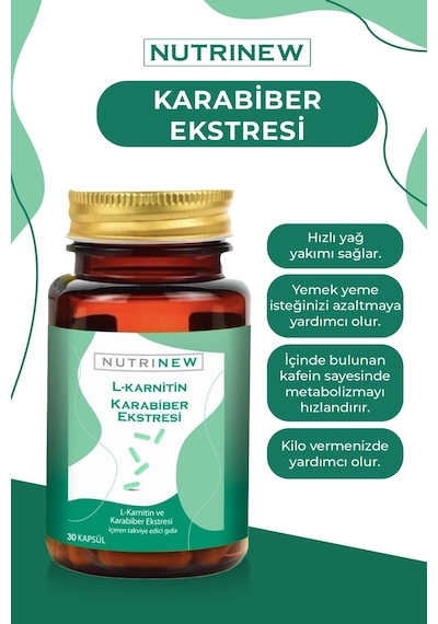 Nutrinew Vitamins Karabiber Extreli L-Karnitin 30 Kapsül