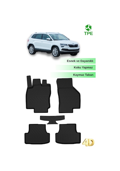 Hitaks Skoda Karoq 2018 Ve Sonrası 4d Paspas Havuzlu Kauçuk Oto Paspas