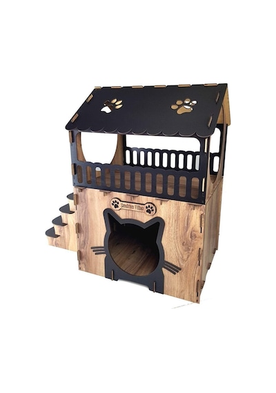 Kedi Evi Traslı Kedi Evi 75x70x40 cm 3 mm Mdf
