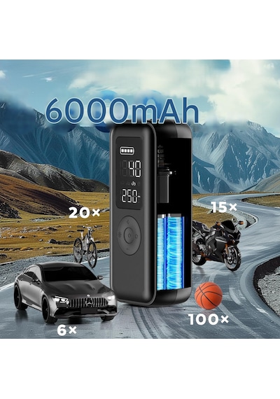 Elektrikli Hava Pompası 6000 Mah Lcd Ekranlı Led'li Ve Usb Çıkışl