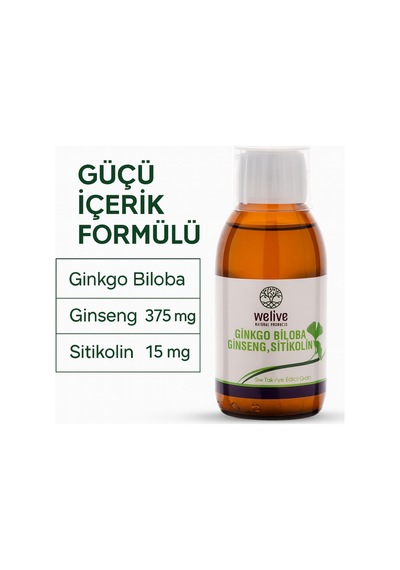 Gınkgo Biloba Ginseng Sitikolin Sıvı Takviye Edici Gıda 150 Ml