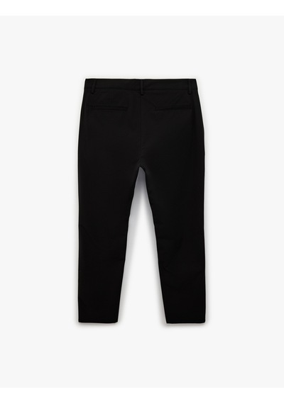 Koton Normal Bel Cepli Düğmeli Slim Fit Non Iron Esnek Kumaş Pantolon Siyah 6sam40085hw
