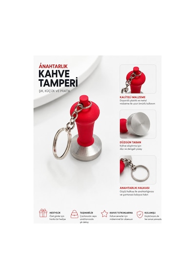 Barista Tamper Anahtarlık 3d Baskı 1.kalite Diğer