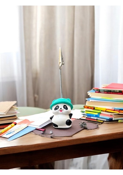 Şapkalı Kawaii Sevimli Panda Fotoğraf Ve Not Tutucu - Ofis Masa Not Tutacağı Turkuaz