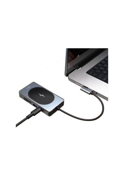 Type-c 9'u 1 Arada Hdmı, Ethernet Ve 15w Kablosuz Şarj Destekli Çok Fonksiyonlu Çoklayıcı Hub