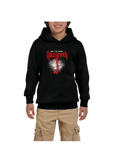 Zepplin Giyim Nazareth Rock 'N' Roll Telephone Siyah Çocuk Kapşonlu Sweatshirt Siyah