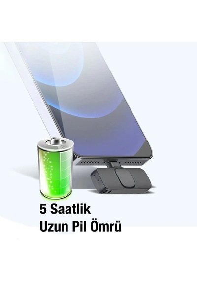 Ally K8 Lightning Apple iPhone Uyumlu Tak Konuş Wireless Kablosuz Mini Yaka Mikrofonu Canlı Yayın Mikrofonu- 5775