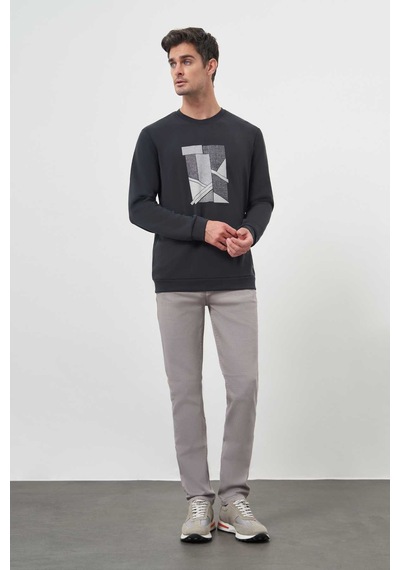 Morven Erkek Siyah Trend Bisiklet Yaka Sweat-shirt 25ks063004001 Siyah Siyah