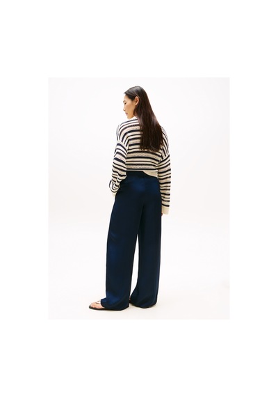 Tommy Hilfiger Sateen Tıe Rlxd Straıght Pants Kadın Mavi Pantolon - Ww0ww47171 Mavi
