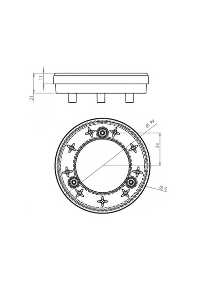 Yuvarlak Simit Tip Led Lamba 9 Led 12/24v Sarı Stop Lamba Kod:67s
