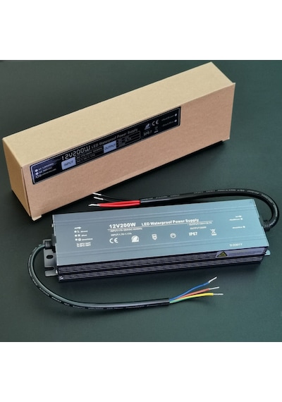 12v 200w Su Geçirmez Led Trafo - Ip67 Profesyonel Tip Şerit Led Ve Kamera Güç Kaynağı