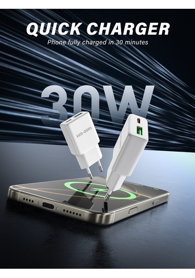 Ven-dens Vd-tc017bc 20 W Pd Type-c Hızlı Şarj Adaptörü, Kompakt Tasarım, Telefon Ve Tablet, Beyaz