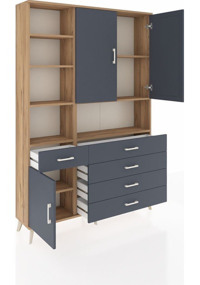 Arges Dolap 8 Raflı 5 Çekmeceli 3 Kapaklı 132x30x195 Çam-antrasit/antrasit Antrasıt/antrasıt Arges Dolap 8 Raflı 5 Çekmeceli 3 Kapaklı 132x30x195 Çam-antrasit/antrasit Antrasıt/antrasıt