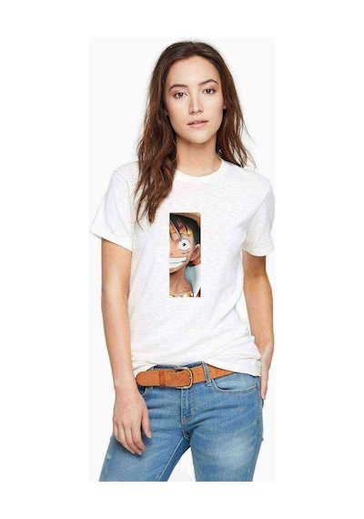 Anime One Piece Amiral Baskılı Beyaz Kadın Tshirt