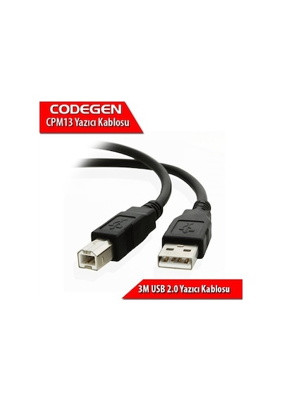 Codegen Usb 2.0 B Tip 3 Metre Printer Ve Data Yazıcı Kablosu Cpm1