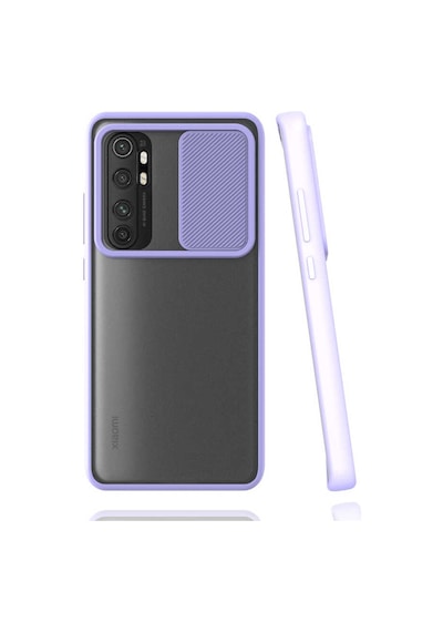 Ekılıf - Xiaomi Mi Note 10 Lite Uyumlu Kılıf Slayt Sürgülü Arkası Buzlu Lensi Kapak - Turkuaz