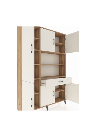 Arges Dolap 10 Raflı Tek Çekmeceli 6 Kapaklı 132x30x195 Çam-a... Çam Arges Dolap 10 Raflı Tek Çekmeceli 6 Kapaklı 132x30x195 Çam-a... Çam