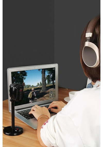 Thentech Nostaljik Görünümlü Usb Girişli Profesyonel Yayıncı Oyuncu Mikrofonu