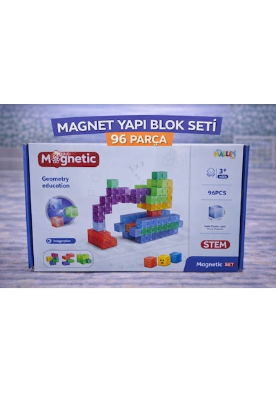 Magnet Yapı Blok Seti 96 Parça Manyetik Stem Eğitici Zeka Ve İnşa Oyuncak Seti