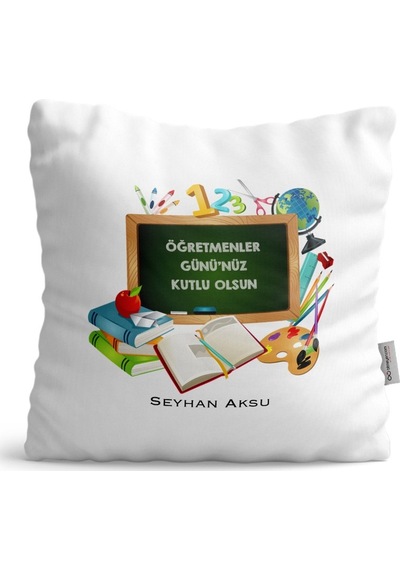 Kişiye Özel Öğretmenler Gününüz Kutlu Olsun Saten Yastık - 7