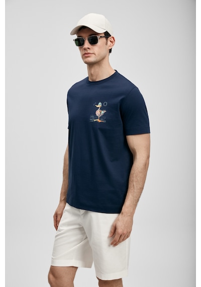 Lufian Fınx Modern Grafik T- Shirt Lacivert Lacivert 111020313100200