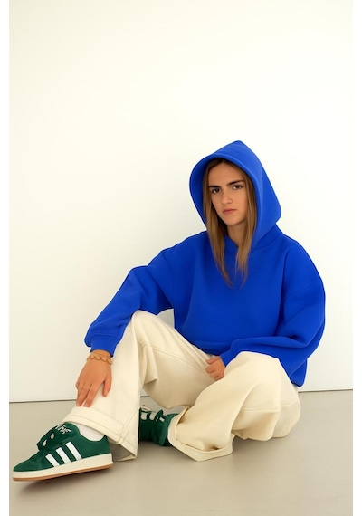 Benroma Kapüşonlu Sweatshırt Saks Mavisi