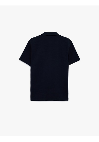 Koton Regular Fit Kısa Kollu Dokulu Pamuklu Polo Yaka Tişört Lacivert 6sam10078mk