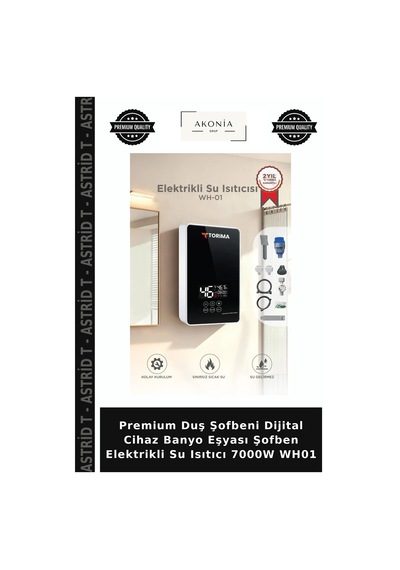 Premium Duş Şofbeni Dijital Cihaz Banyo Eşyası Şofben Elektrikli Su Isıtıcı 7000w Wh01