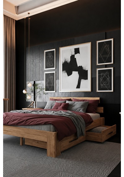 Lotus 2 Çekmeceli Çift Kişilik Mdf Karyola